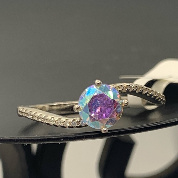 Fragrant Jewels Sterling Silver Ring w Aurora Borealas Crystal - Picture 10 of 13